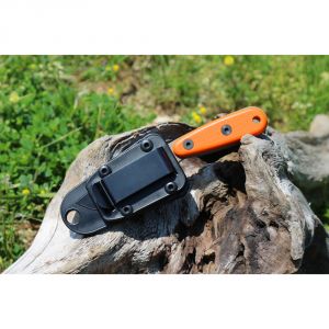 ESEE Izula Dark Earth Fixed Blade Knife w/ Orange G10 Handles and Molded Polymer Sheath